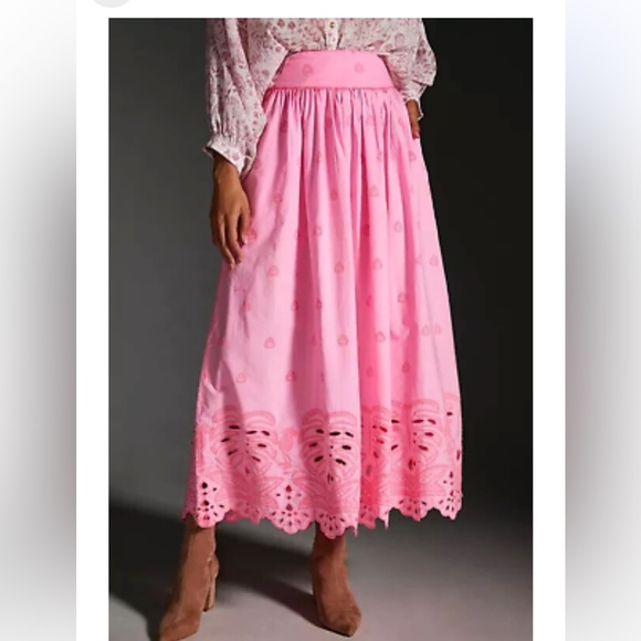 Anthropologie NWT Farm Rio Eyelet Maxi Skirt Size XS. - Picture 7 of 11
